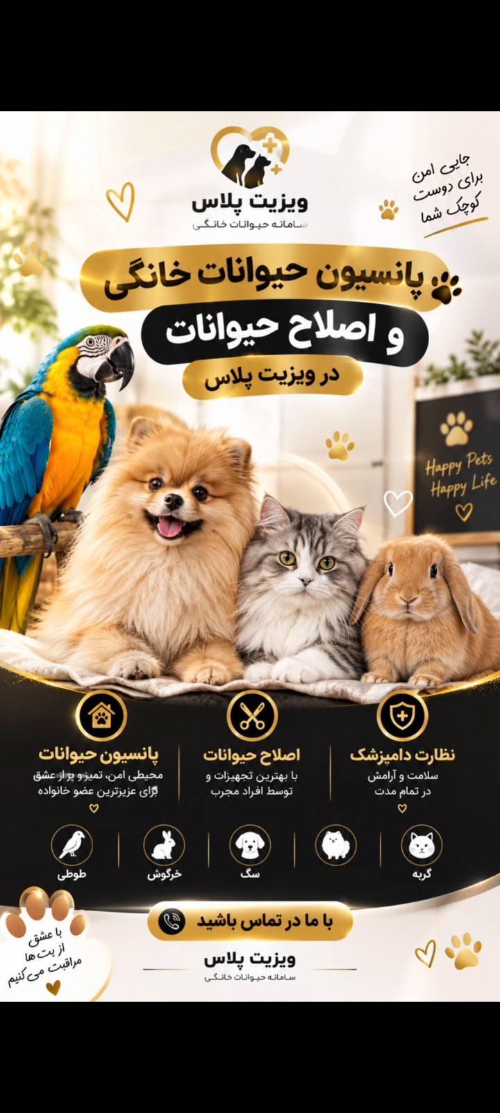 پانسیون و اصلاح حیوانات ویزیت پلاس
